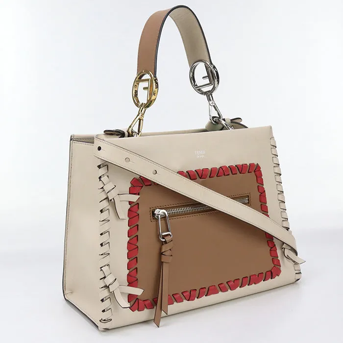 FENDI 8BH344 A316 2WAY Handbag shoulderbag Runaway leather beige Women