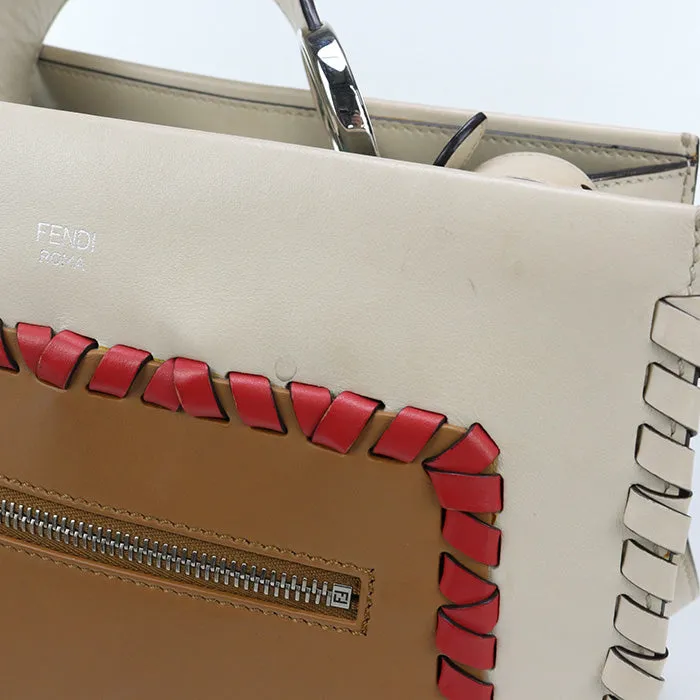 FENDI 8BH344 A316 2WAY Handbag shoulderbag Runaway leather beige Women