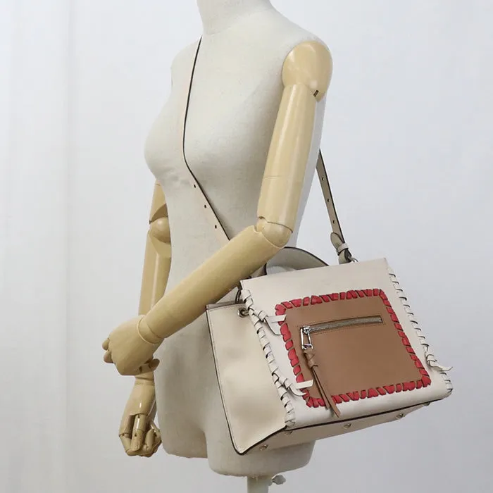 FENDI 8BH344 A316 2WAY Handbag shoulderbag Runaway leather beige Women