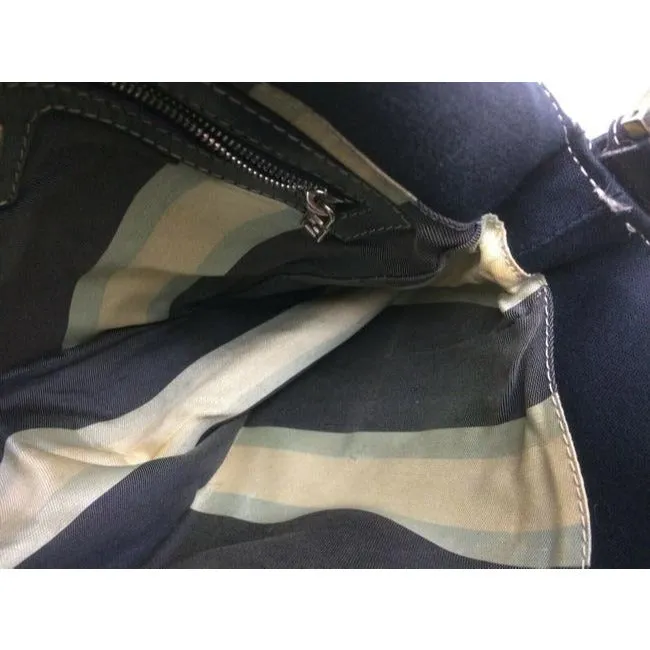 Fendi Limited Edition Baguette Shoulder Heavy Dark Rinse Denim Fabric And Chrome And Enamel Hardware