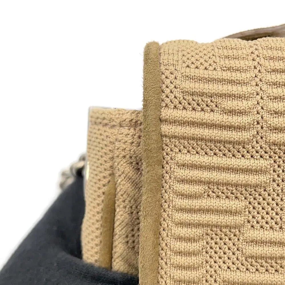 FENDI Midi Baguette FF Fabric ChainShoulder Bag Beige 8BR793 Fabric suede