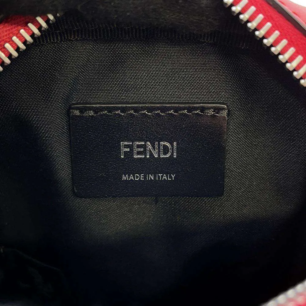 FENDI Monster Shoulder Bag Red 7VA456 Nylon Canvas
