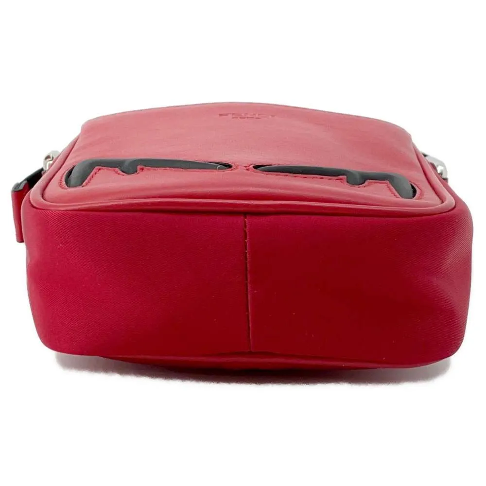 FENDI Monster Shoulder Bag Red 7VA456 Nylon Canvas