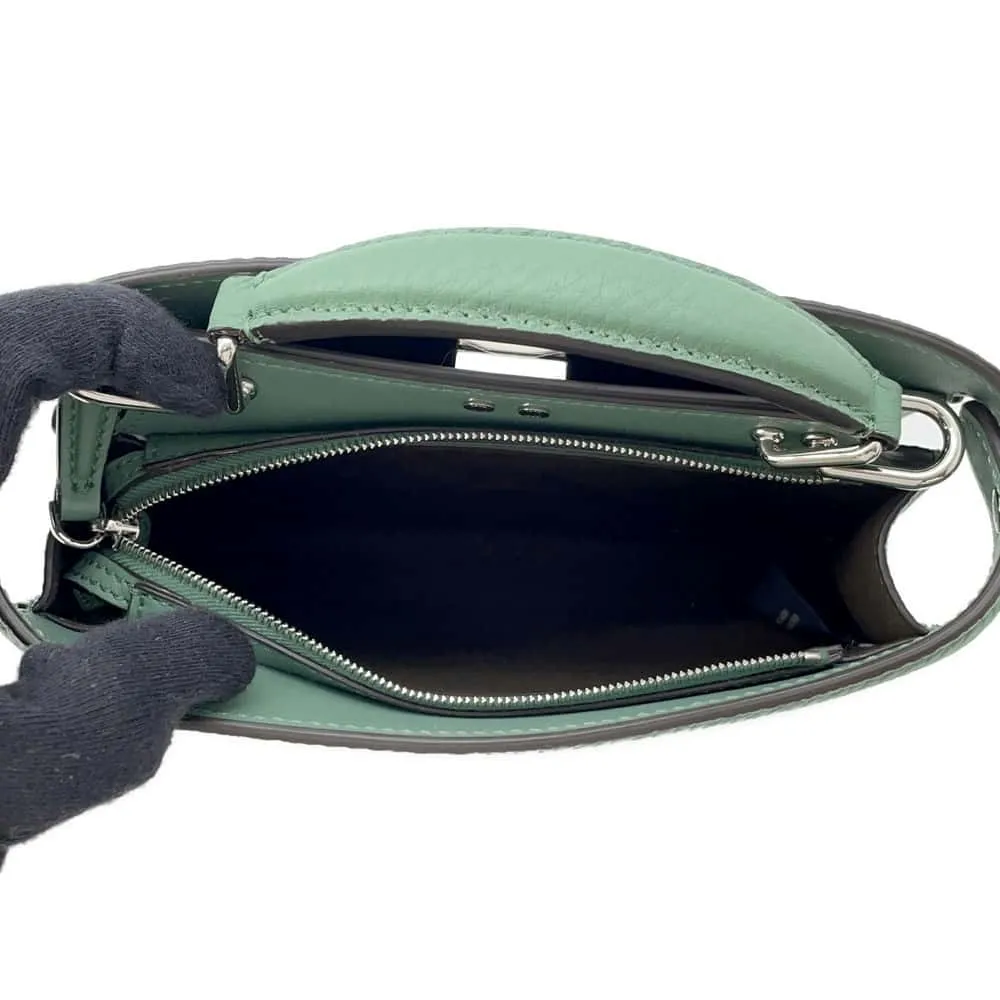 FENDI Peekaboo I.C.U. X-Cross 2WAY Shoulder Bag Green 7VA582 Leather Size Small