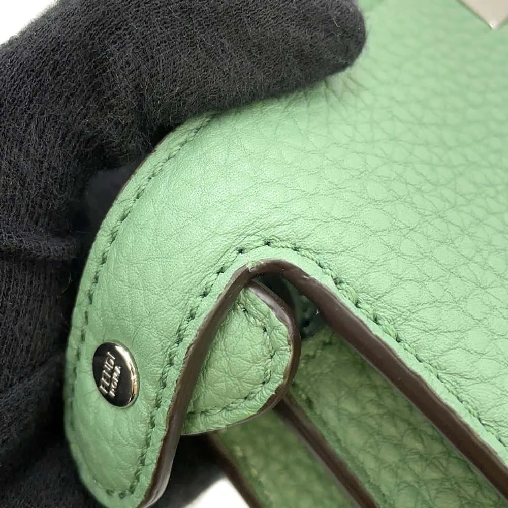 FENDI Peekaboo I.C.U. X-Cross 2WAY Shoulder Bag Green 7VA582 Leather Size Small