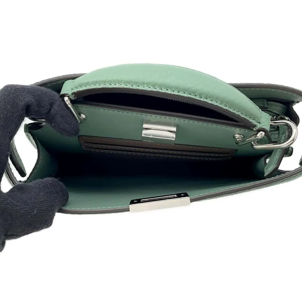 FENDI Peekaboo I.C.U. X-Cross 2WAY Shoulder Bag Green 7VA582 Leather Size Small