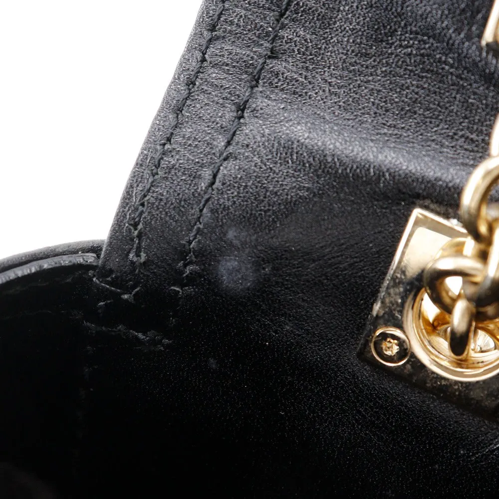 FENDI Tote Bag leather black 2WAYShoulder Chain tote Women Used