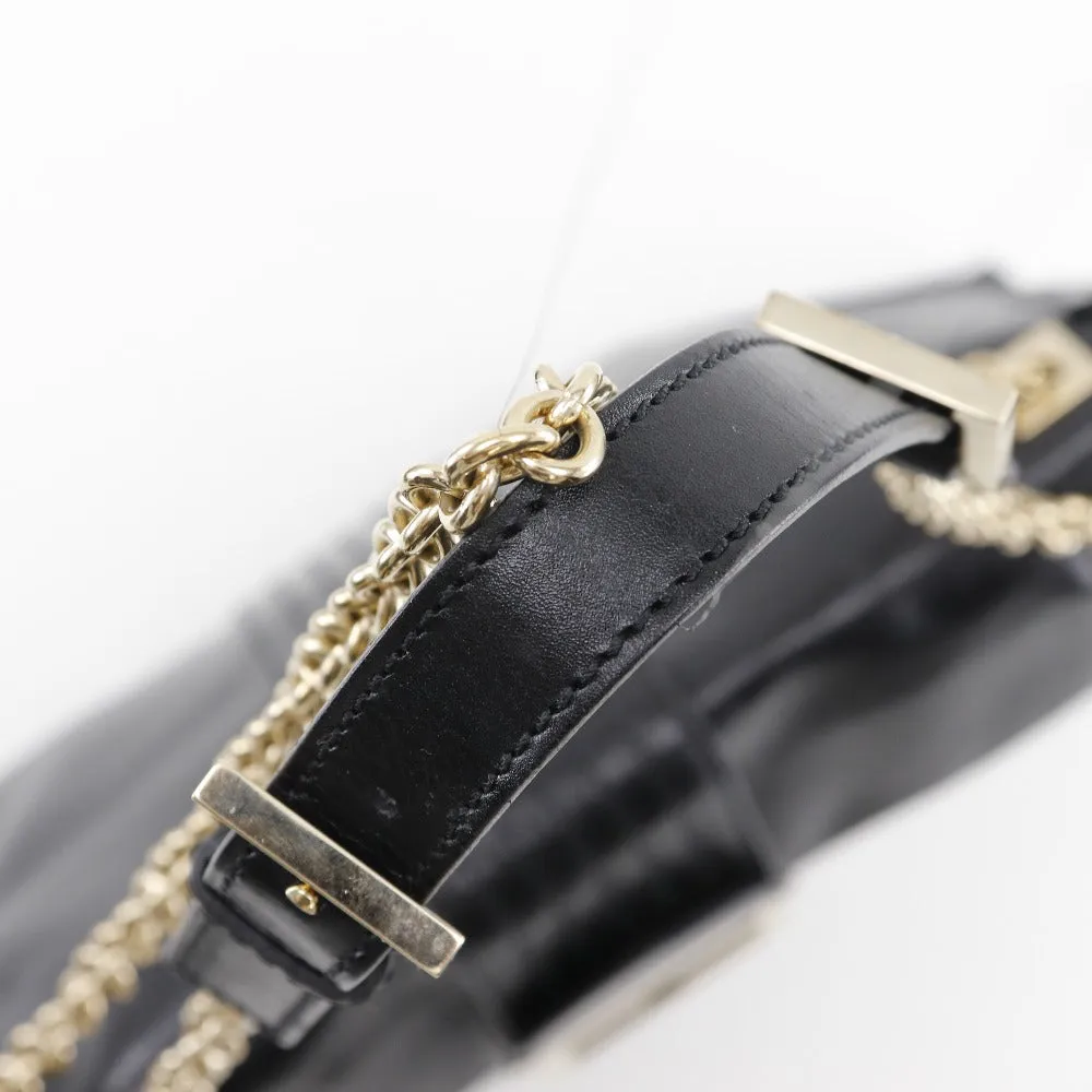 FENDI Tote Bag leather black 2WAYShoulder Chain tote Women Used