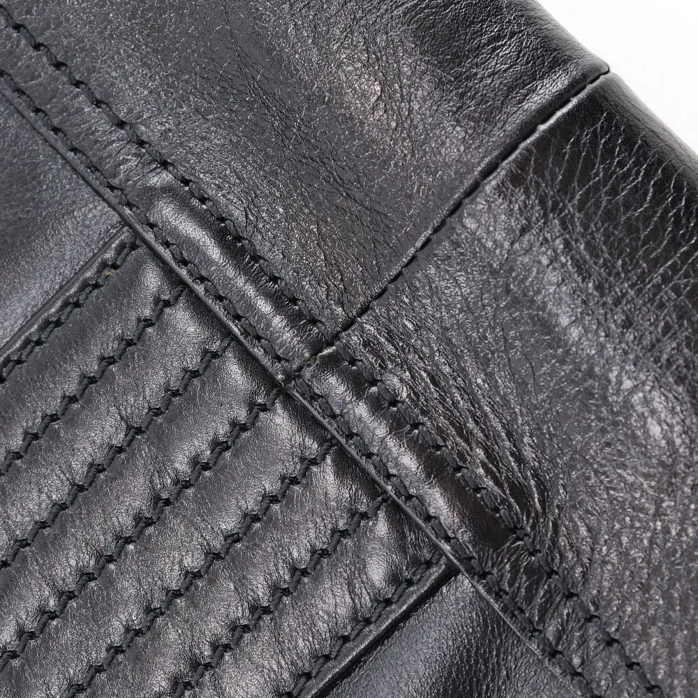 FENDI Tote Bag leather black 2WAYShoulder Chain tote Women Used