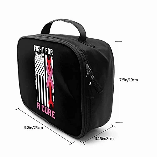 Fight For A Cure Mechanic US Flag Cosmetic Bag Cute Makeup Travel Case Toiletry Bag Zipper Makeup Pouch Purse Travel Storage Organizer