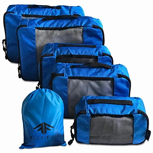 Flexi Fuji 5 set Packing Cubes - Travel Luggage Packing Organizers Honeycomb Mesh with Laundry Bag