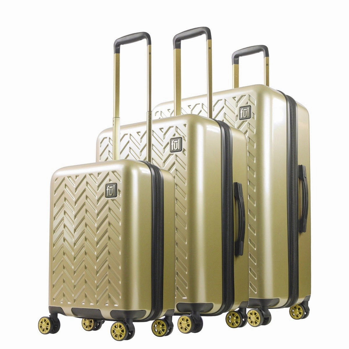 Ful Groove Expandable Hardside Spinner 3 Pc Luggage Set - Gold