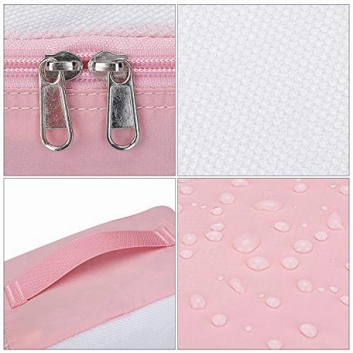 G4Free 9 Set Packing Cubes - Water Resistant Mesh Travel Luggage Accessories Packing Organizer with Shoes Bag(Pink)
