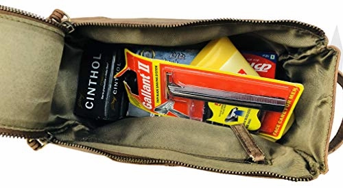 Genuine Buffalo Leather Unisex Toiletry Bag Travel Dopp Kit Grooming and Shaving Kit ~ for Men