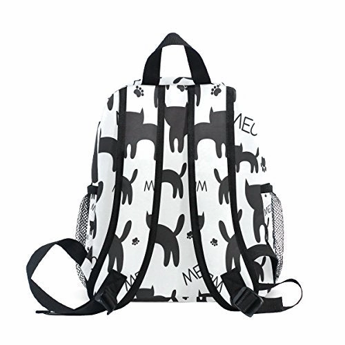 GIOVANIOR Cute Meow Black Cat Kitten Paws Travel School Backpack for Boys Girls Kids