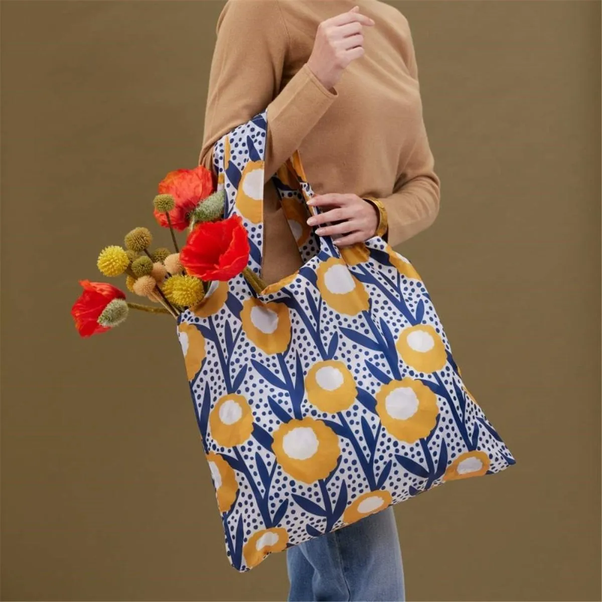 Golden Glow blu Reusable Shopping Bag-Machine washable