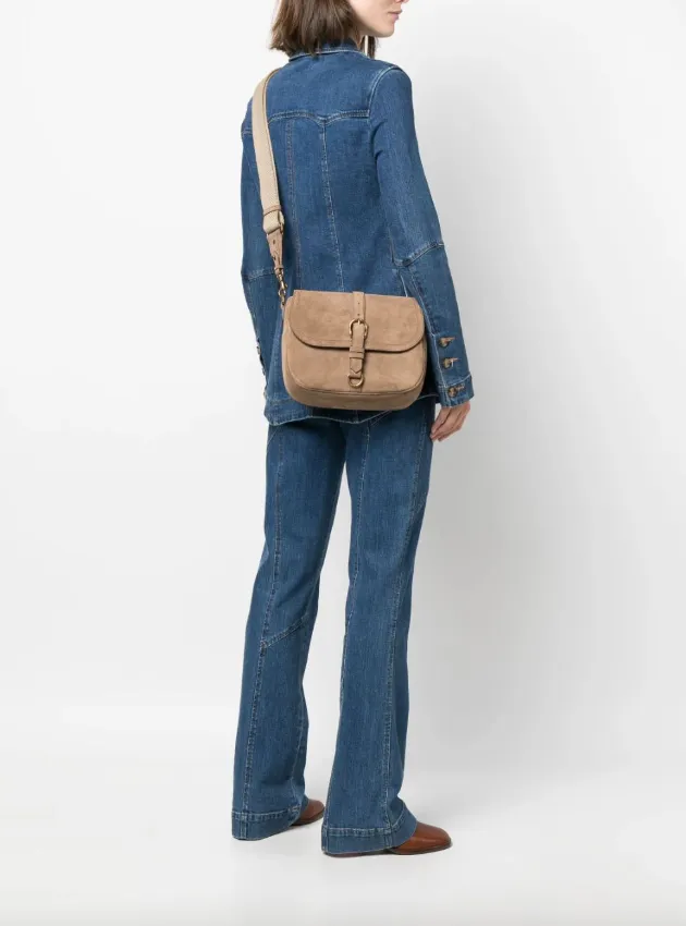 Golden Goose Medium Sally Bag in ash-colored suede