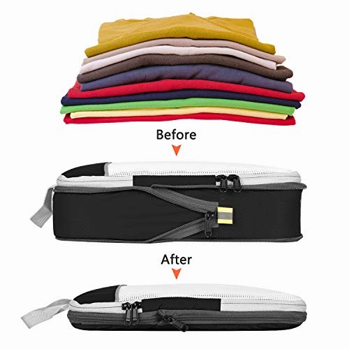 Gonex Compression Packing Cubes Mesh Organizers L M S XS Slim Laundry Bag Black