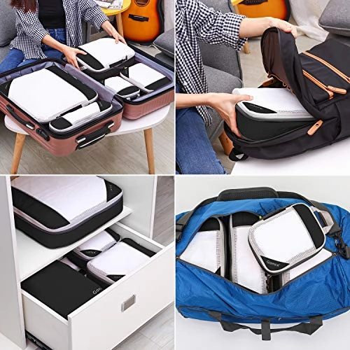 Gonex Compression Packing Cubes Mesh Organizers L M S XS Slim Laundry Bag Black