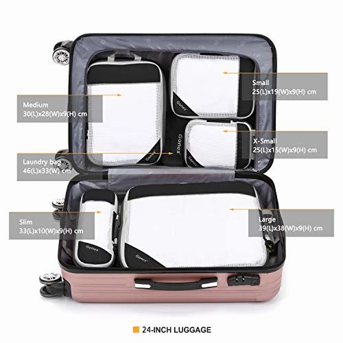 Gonex Compression Packing Cubes Mesh Organizers L M S XS Slim Laundry Bag Black