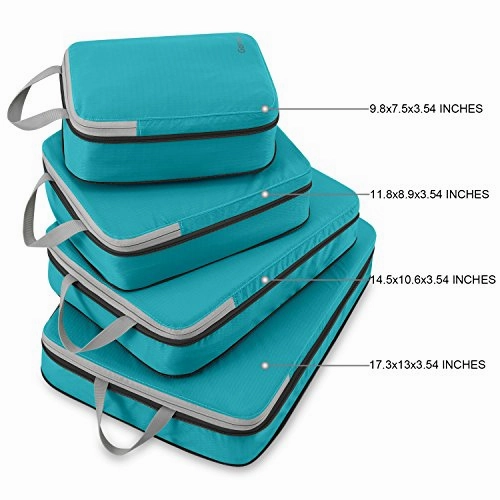 Gonex Compression Packing Cubes Set, Expandable Packing Organizers 4pcs (Blue)