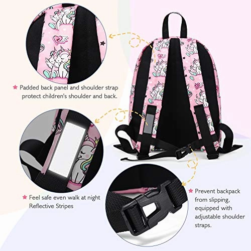 Gonex Kids Backpack Toddler Schoolbag Bookbag Preschool Backpacks Children Bag Gift for Kids Girls Kindergarten Elementary School Outing Pink Unicorn Pattern