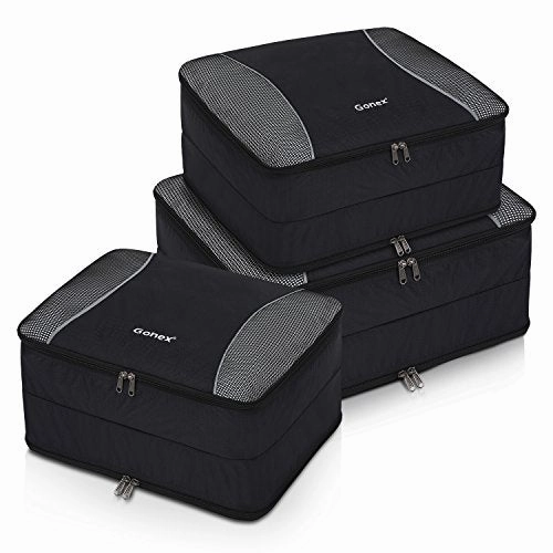 Gonex Large Packing Cubes, Double Sided Travel Suitcase Organizer 3 pcs Black
