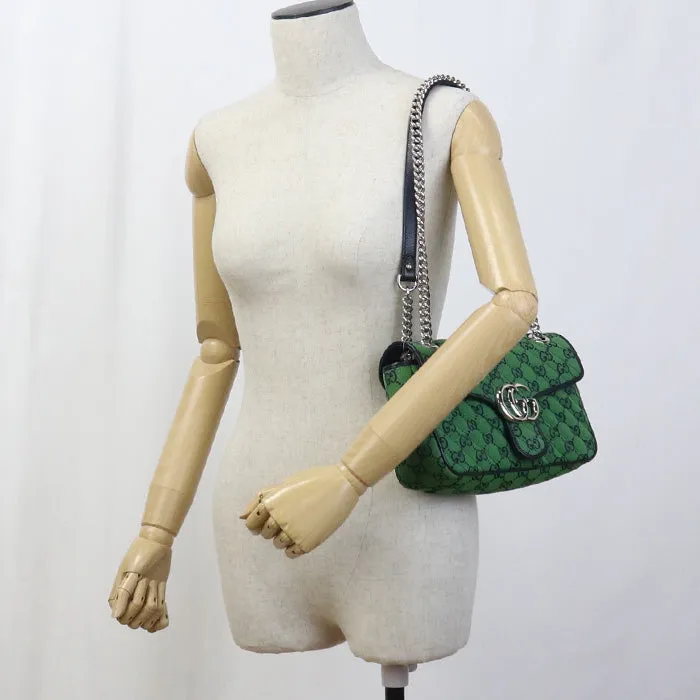 GUCCI 443497 Shoulder Bag GG Marmont Small ChainShoulder Bag GG canvas green Women