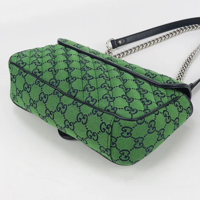GUCCI 443497 Shoulder Bag GG Marmont Small ChainShoulder Bag GG canvas green Women