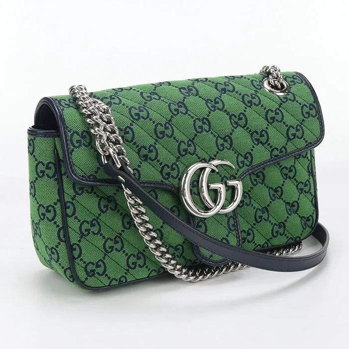 GUCCI 443497 Shoulder Bag GG Marmont Small ChainShoulder Bag GG canvas green Women