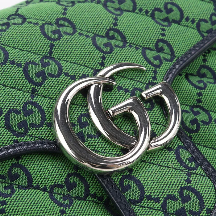 GUCCI 443497 Shoulder Bag GG Marmont Small ChainShoulder Bag GG canvas green Women