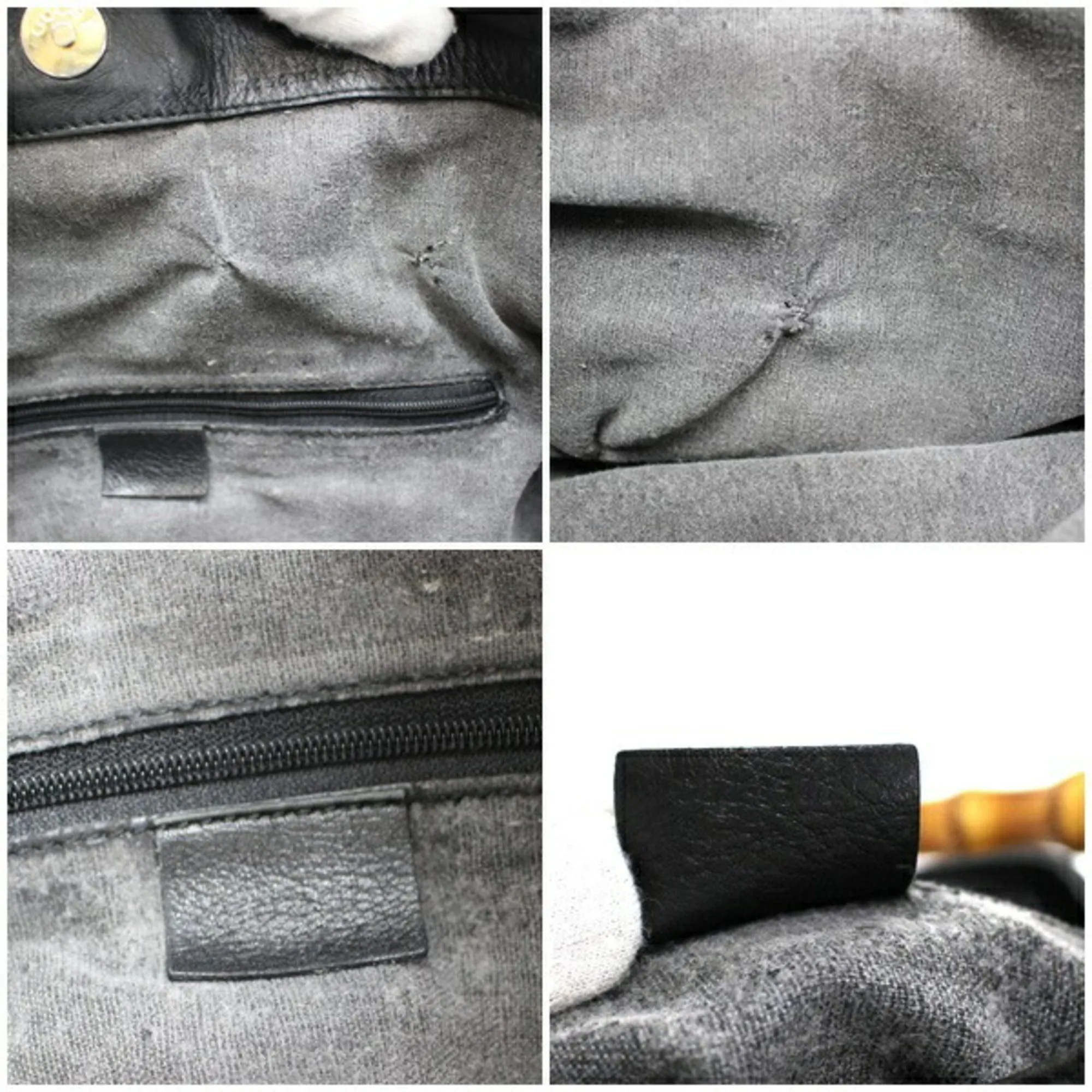 Gucci Bamboo 2WAY Handbag Shoulder Bag Leather Black GUCCI Ladies 2 Way
