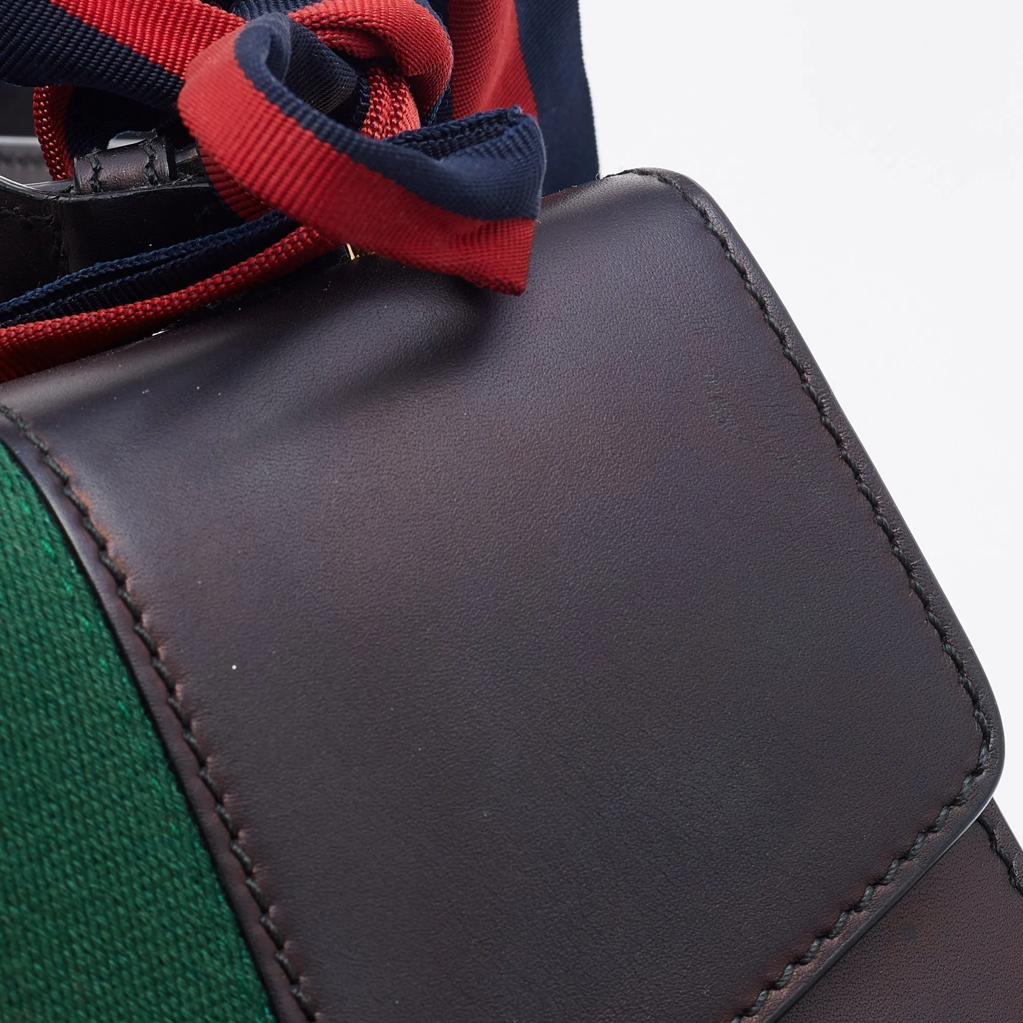 Gucci Black Leather Small Web Sylvie Flap Shoulder Bag