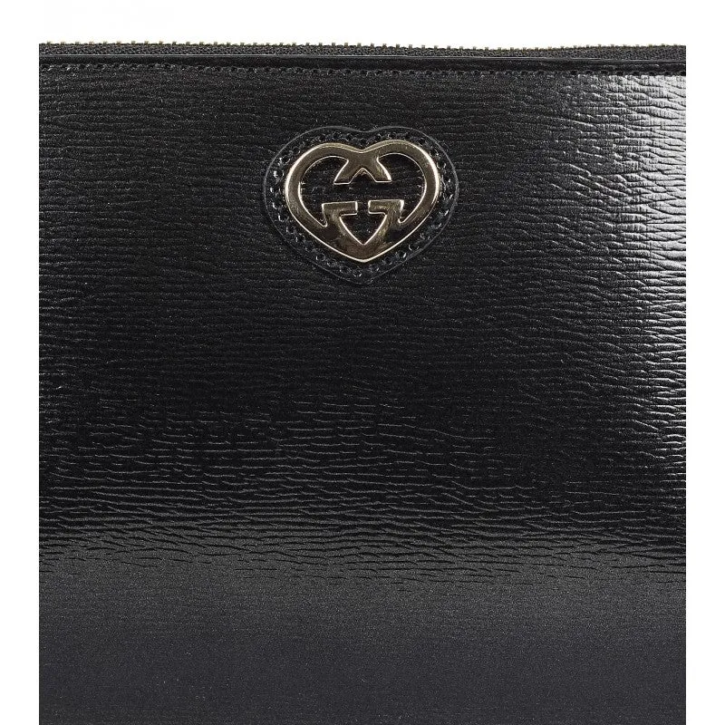 Gucci Black shiny leather chain cosmetic case