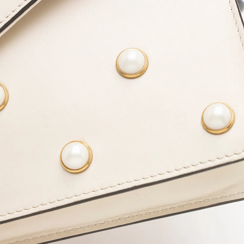 Gucci Calfskin Pearl Bee Broadway Mini Shoulder Bag