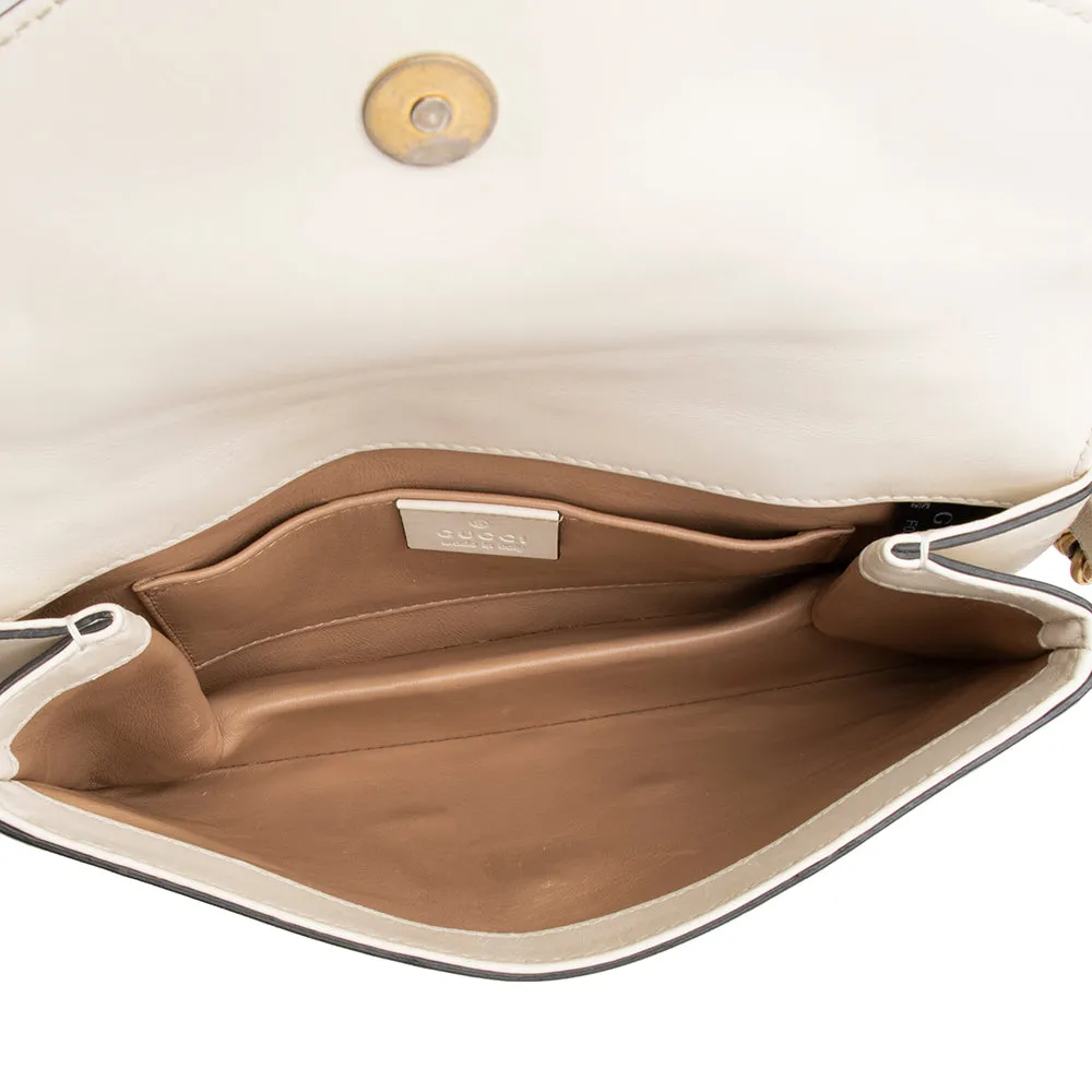Gucci Calfskin Pearl Bee Broadway Mini Shoulder Bag
