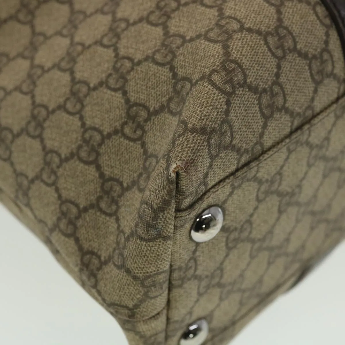 GUCCI GG Canvas Shoulder Bag PVC Leather Beige 114288  ro896