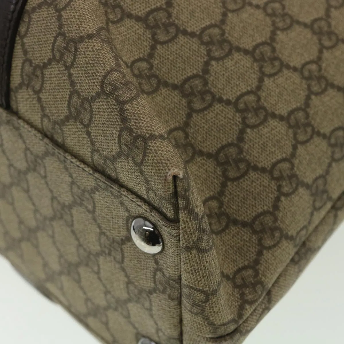 GUCCI GG Canvas Shoulder Bag PVC Leather Beige 114288  ro896