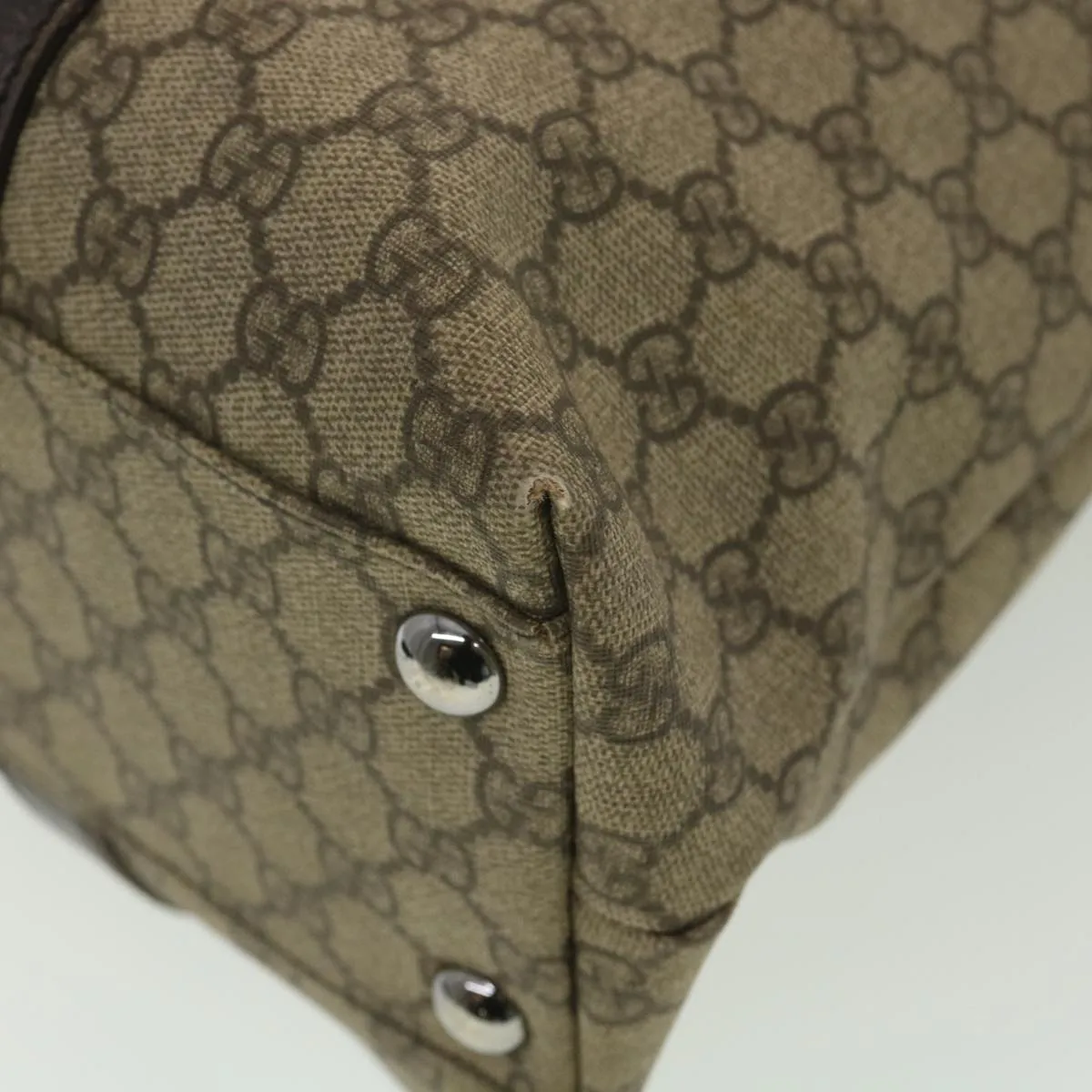 GUCCI GG Canvas Shoulder Bag PVC Leather Beige 114288  ro896