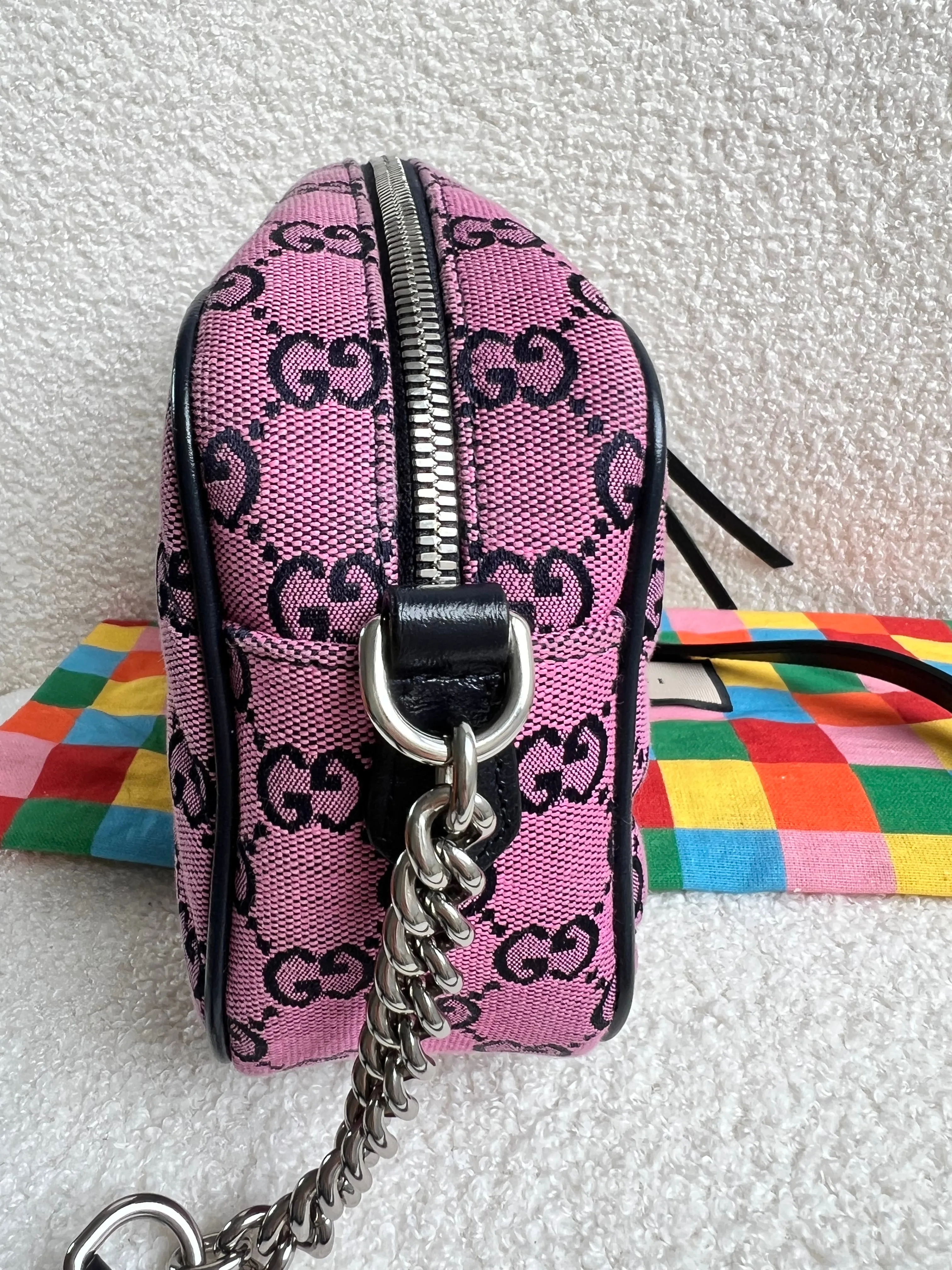 Gucci GG Marmont Pink Canvas Small Shoulder Bag (RRP ??1050)