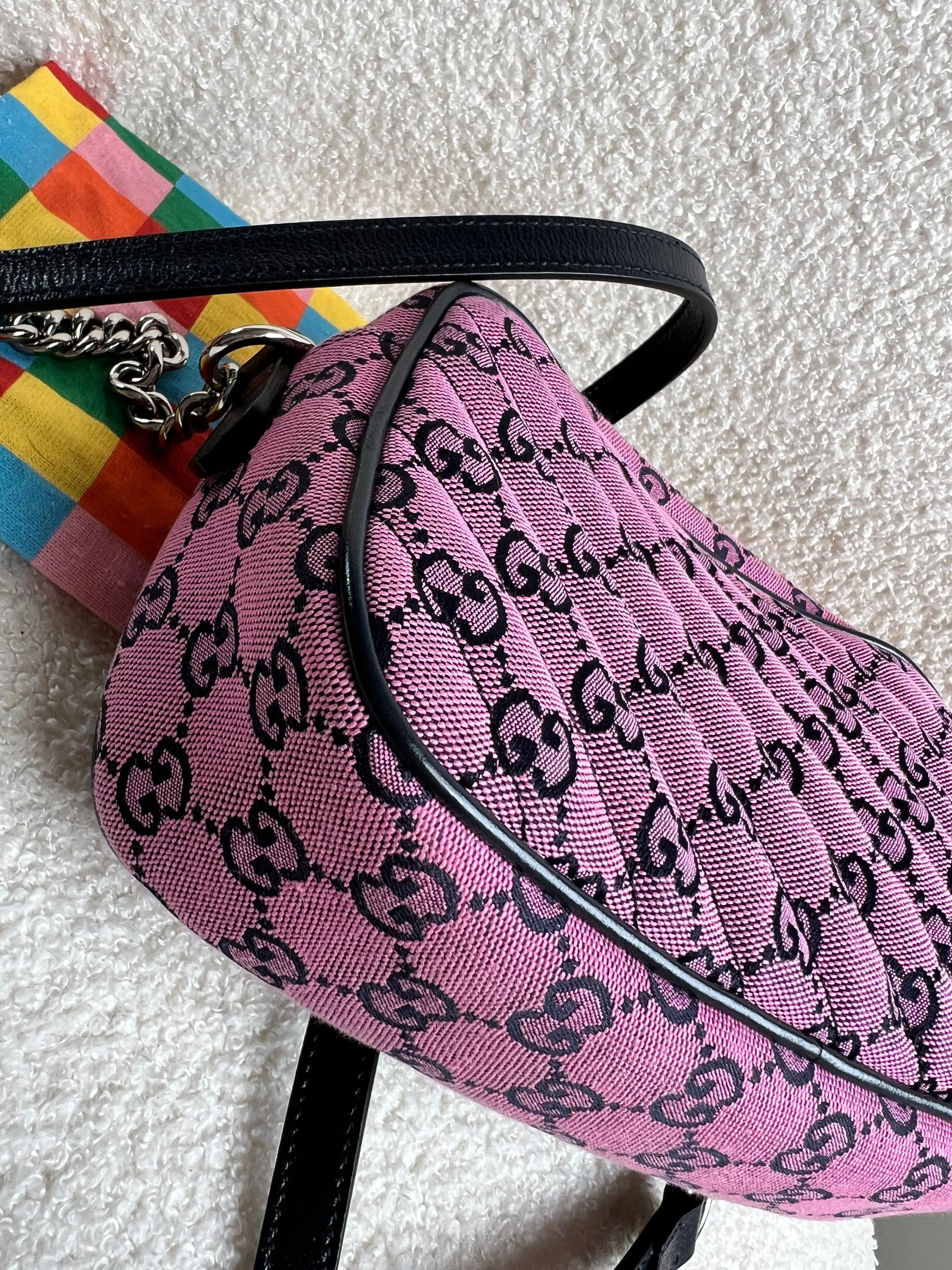 Gucci GG Marmont Pink Canvas Small Shoulder Bag (RRP ??1050)