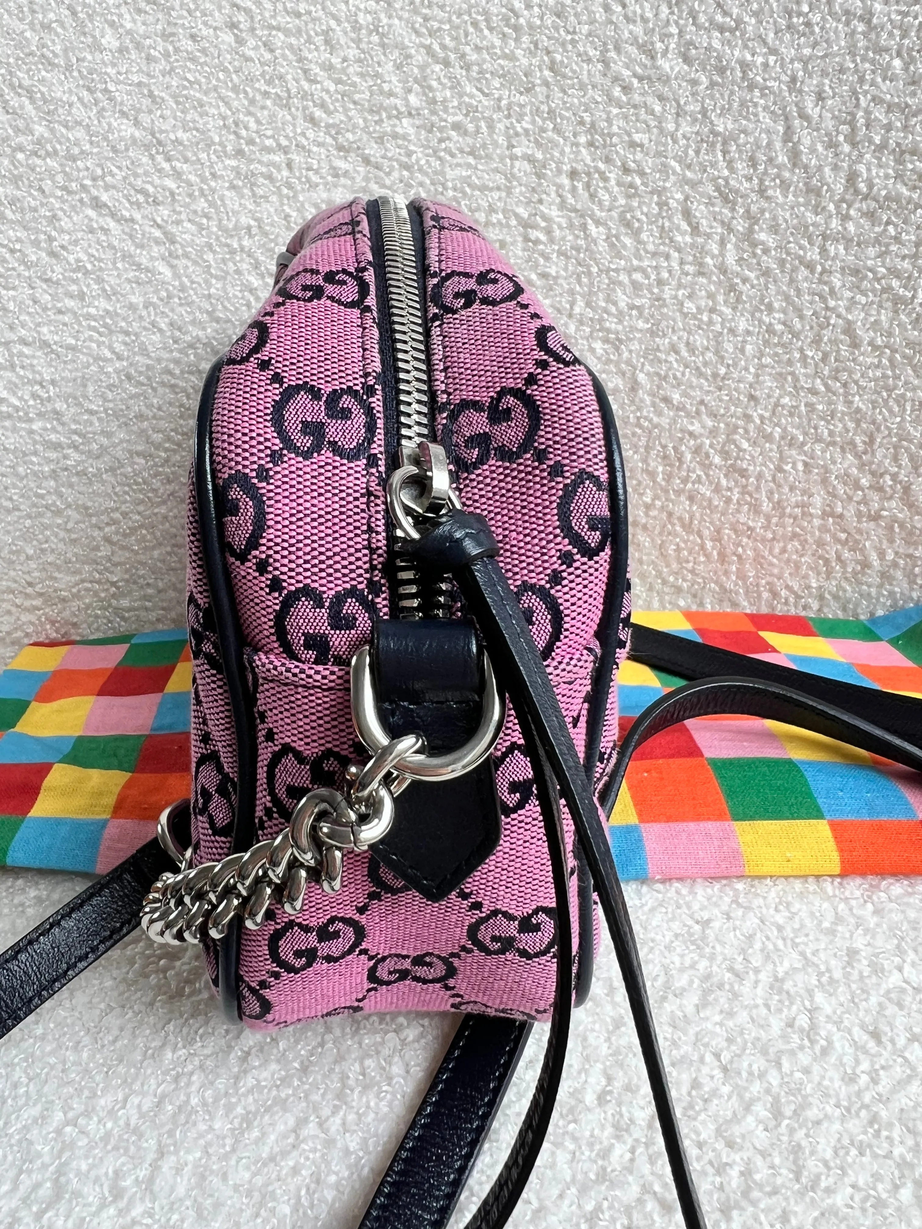 Gucci GG Marmont Pink Canvas Small Shoulder Bag (RRP ??1050)