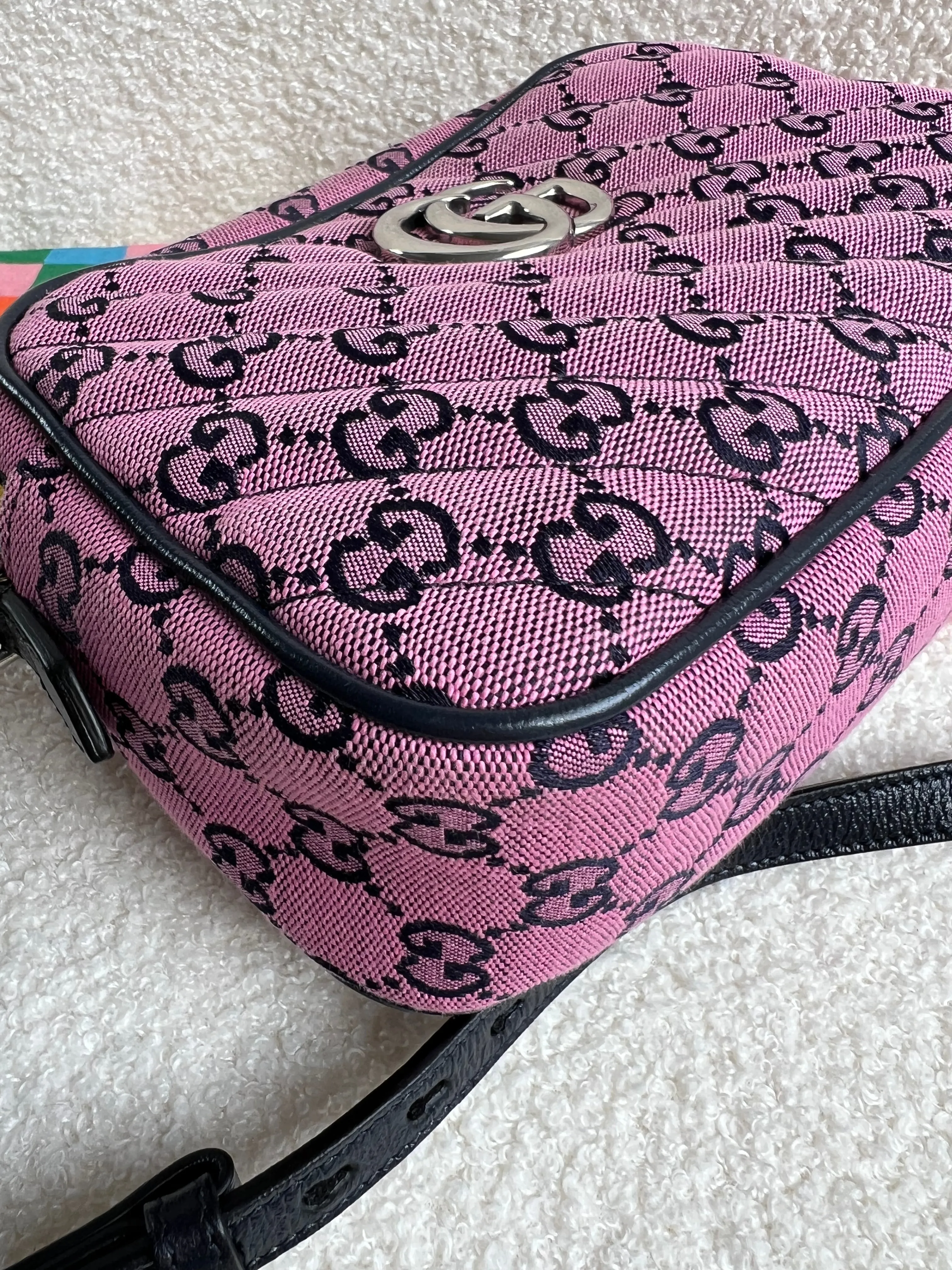 Gucci GG Marmont Pink Canvas Small Shoulder Bag (RRP ??1050)