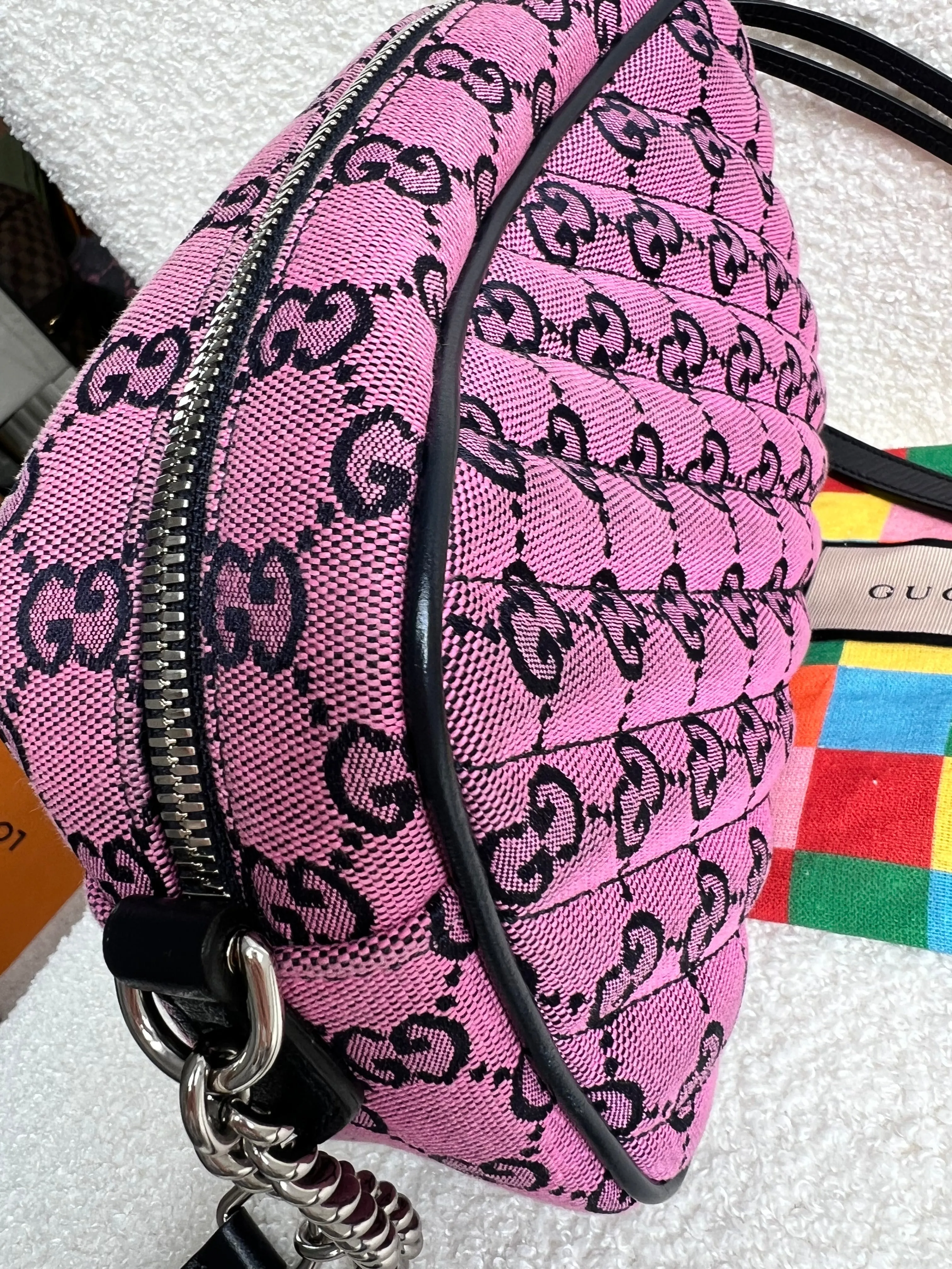 Gucci GG Marmont Pink Canvas Small Shoulder Bag (RRP ??1050)