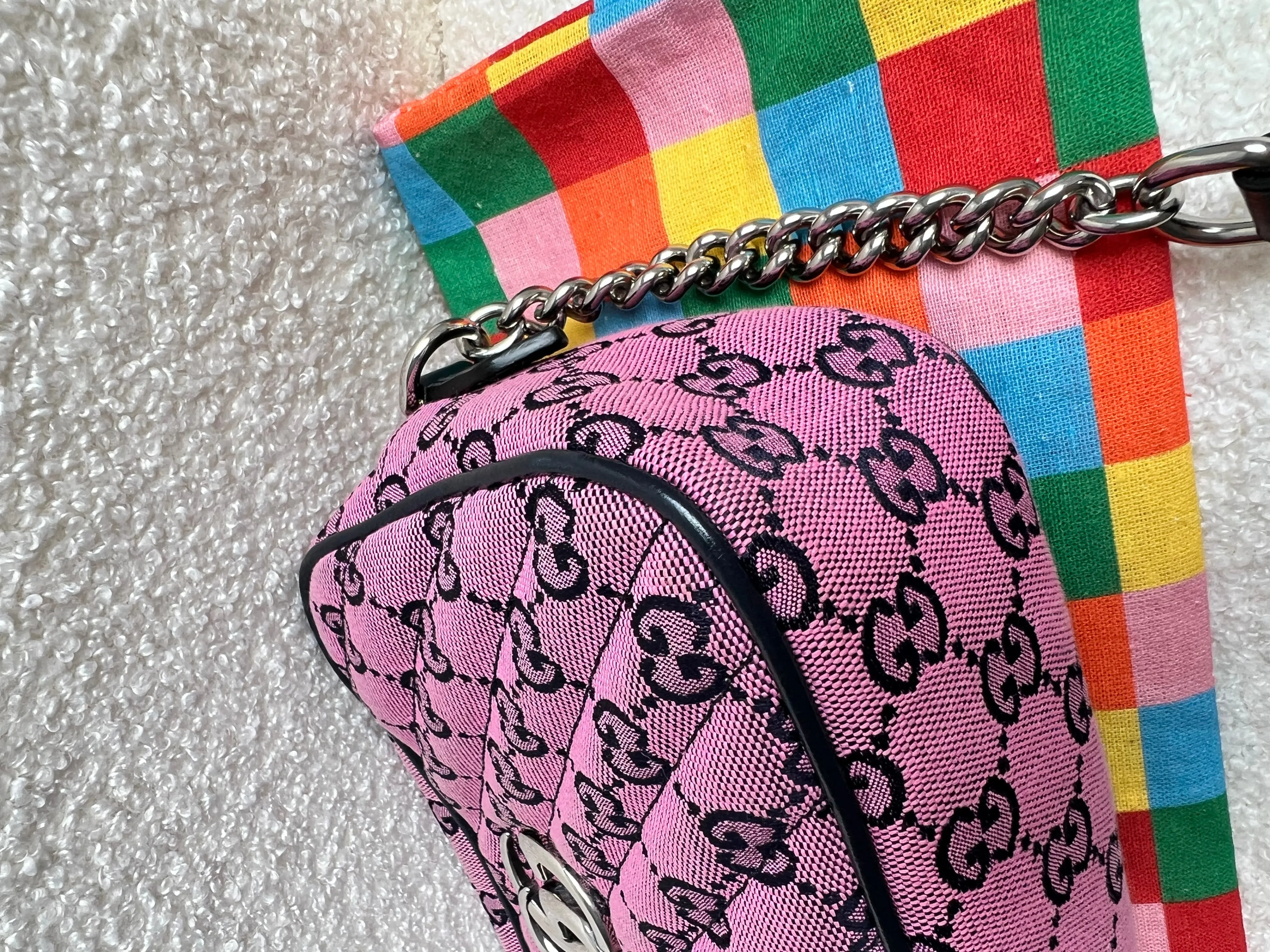 Gucci GG Marmont Pink Canvas Small Shoulder Bag (RRP ??1050)
