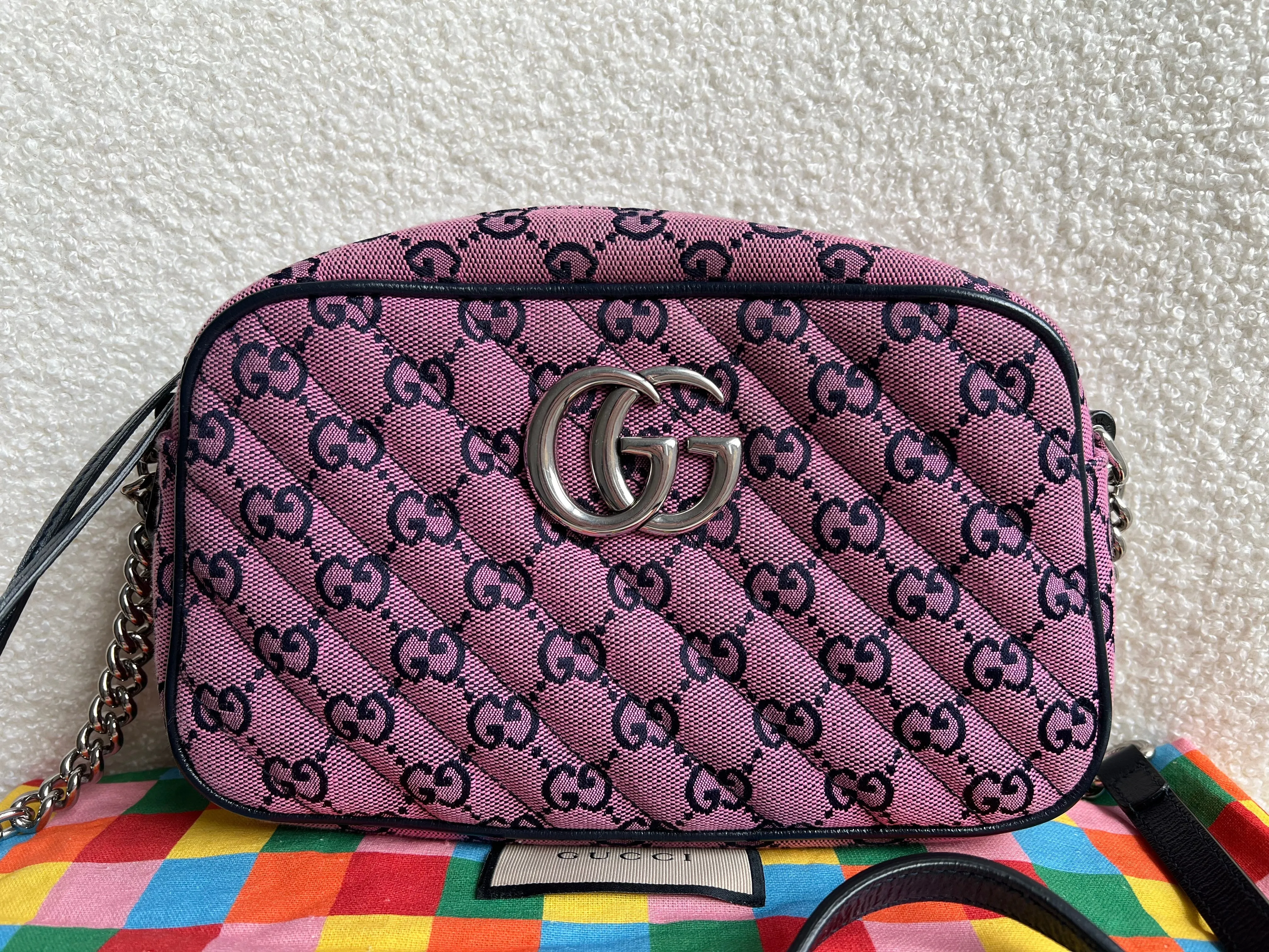 Gucci GG Marmont Pink Canvas Small Shoulder Bag (RRP ??1050)