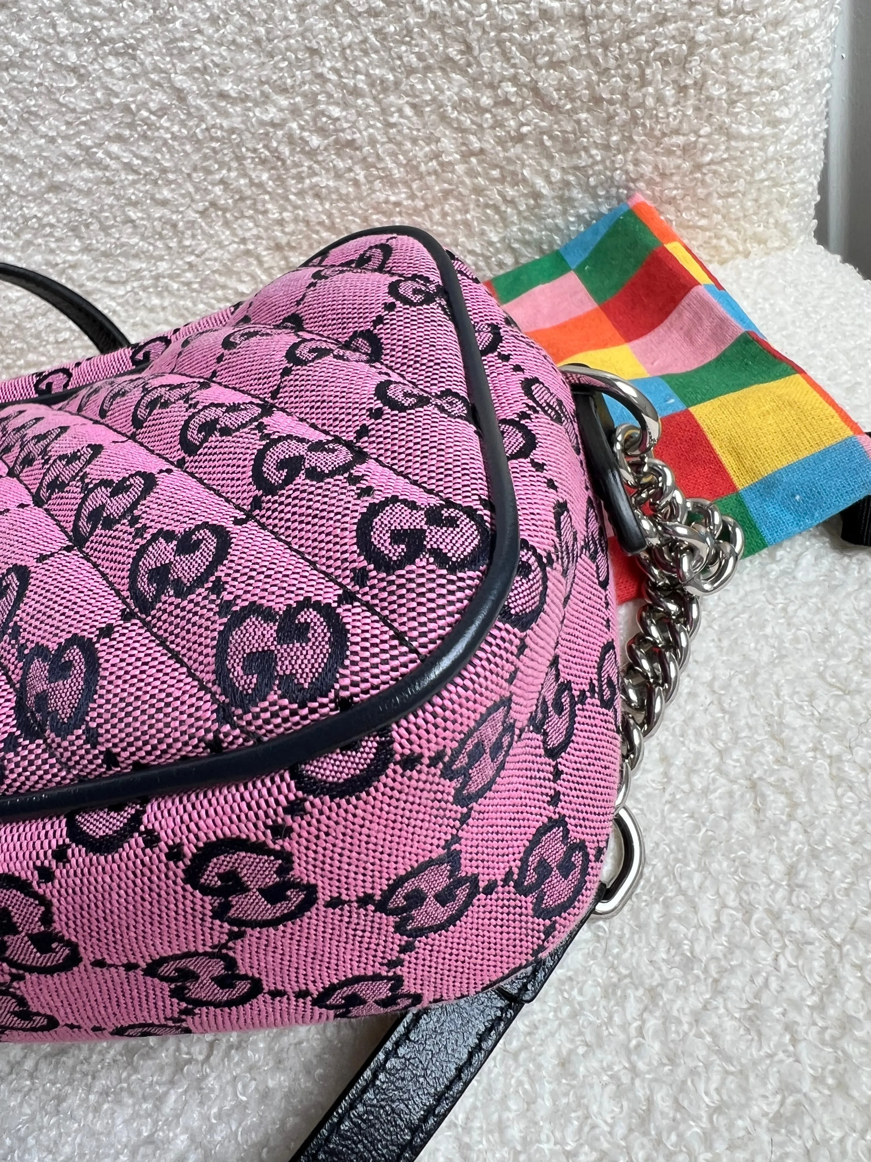 Gucci GG Marmont Pink Canvas Small Shoulder Bag (RRP ??1050)