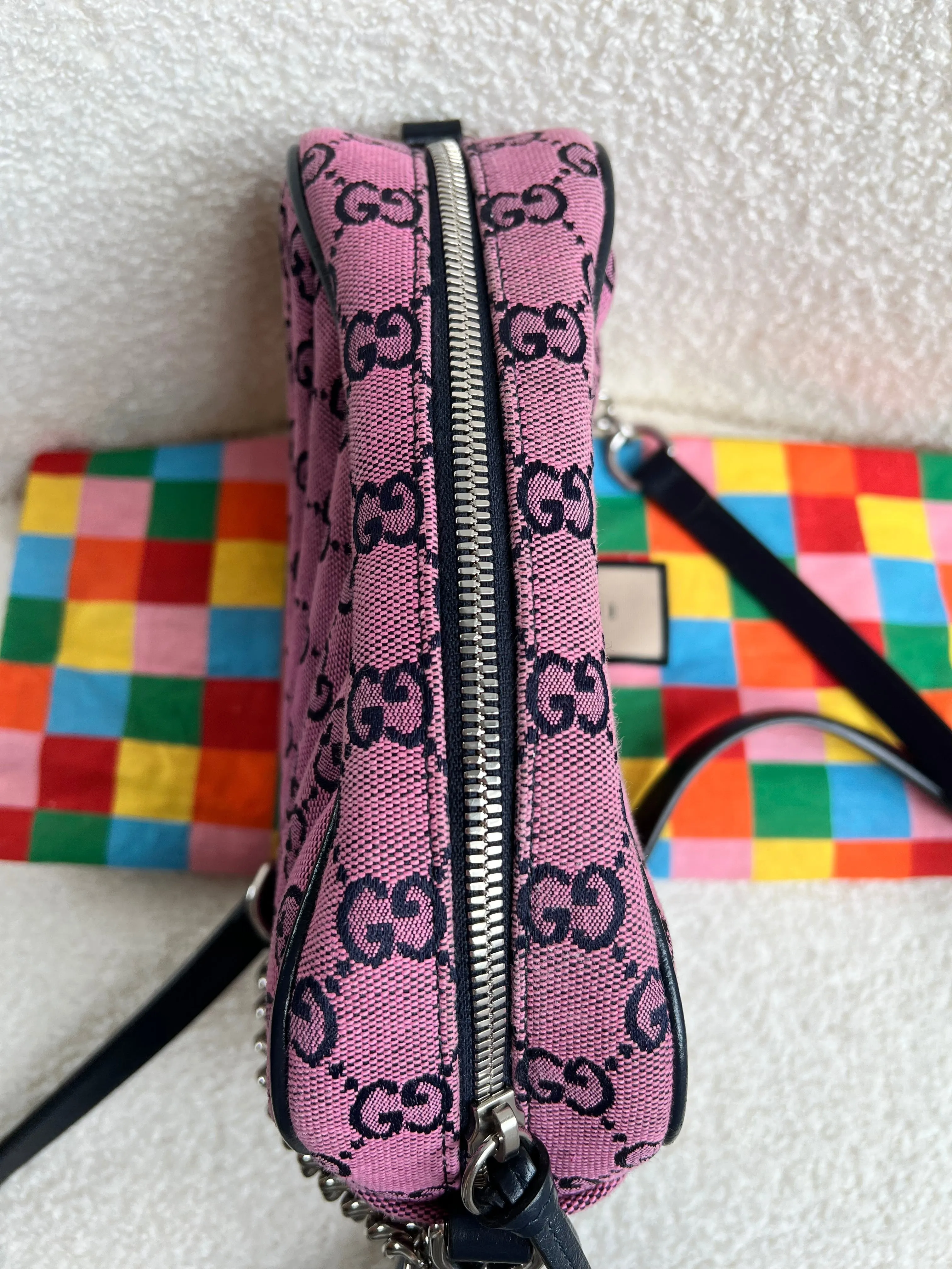 Gucci GG Marmont Pink Canvas Small Shoulder Bag (RRP ??1050)