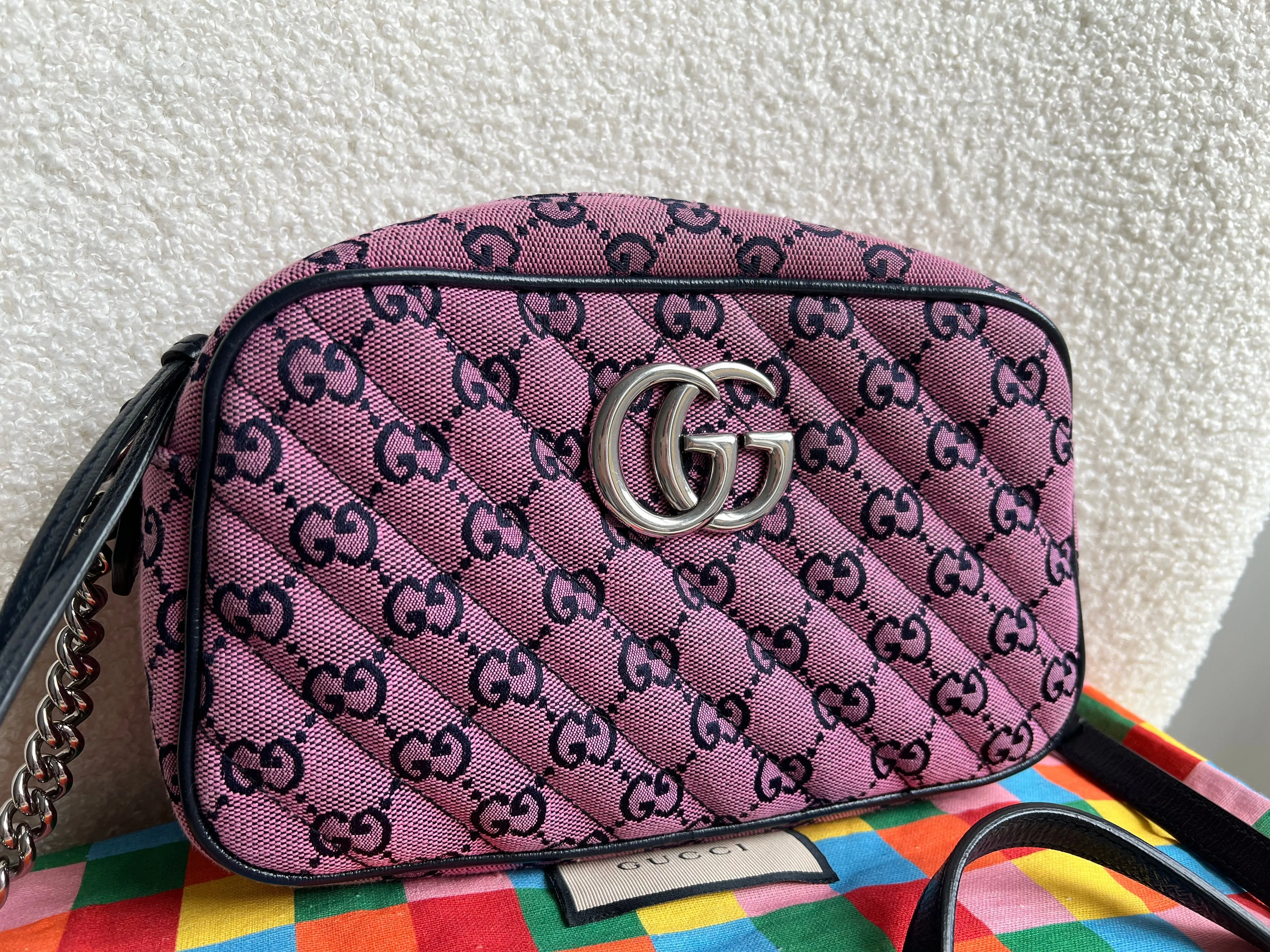 Gucci GG Marmont Pink Canvas Small Shoulder Bag (RRP ??1050)