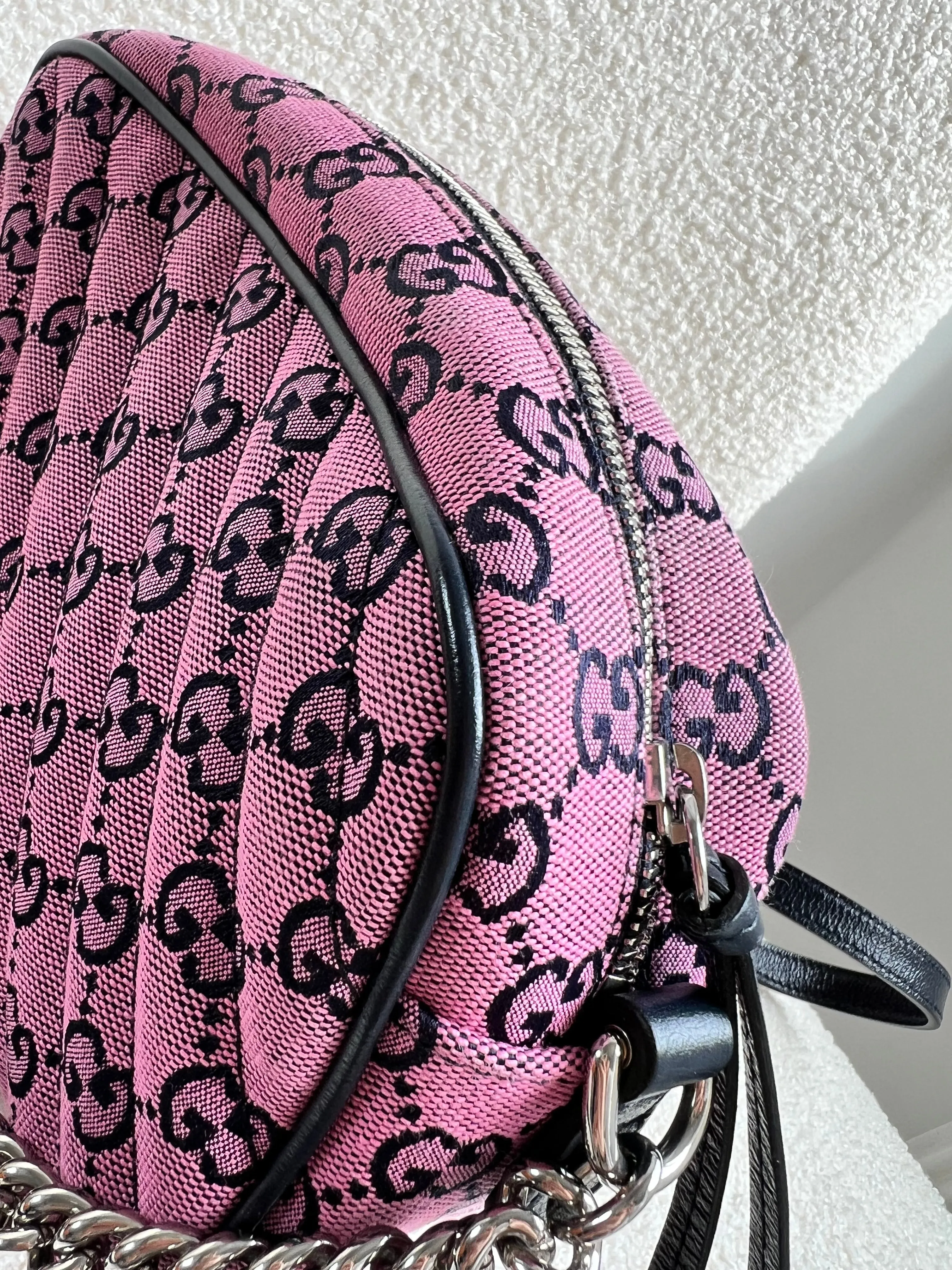 Gucci GG Marmont Pink Canvas Small Shoulder Bag (RRP ??1050)